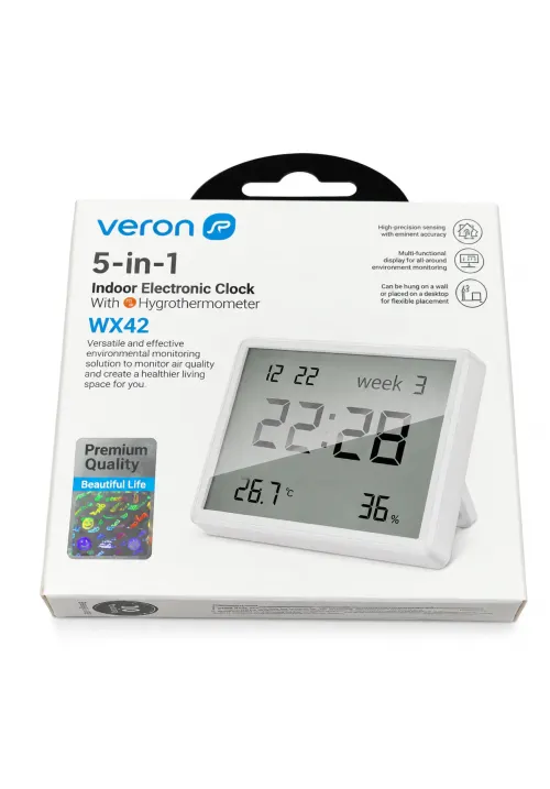 Годинник цифровий з термометром і гігрометром Veron WX42
