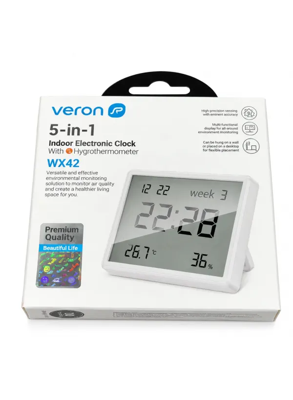 Годинник цифровий з термометром і гігрометром Veron WX42