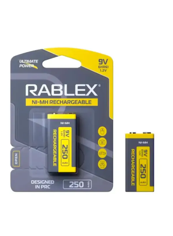 Акумулятор RABLEX 9V/Крона 250mAh 1шт/блістер (Ціна вказана за 1шт)