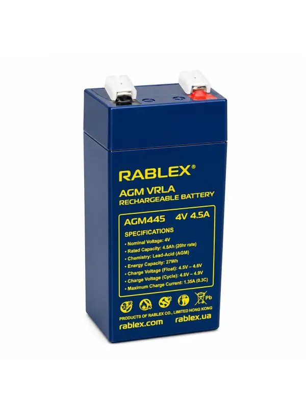 Акумулятор RABLEX 4V 4.5Ah RB445-AGM (1000g)