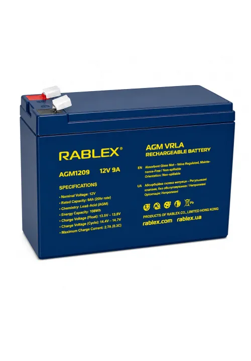 Акумулятор RABLEX 12V 9Ah RB1209-AGM (2700g)