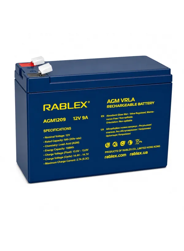 Акумулятор RABLEX 12V 9Ah RB1209-AGM (2700g)