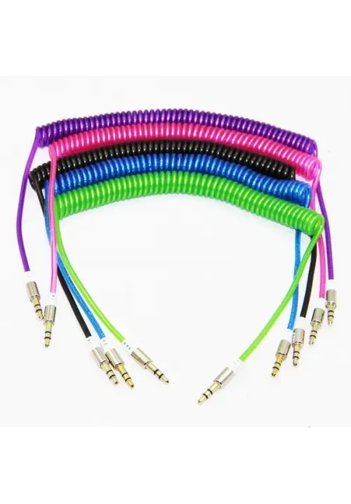 Аудио-кабель AUX 3.5 jack 1.5м (пружина)