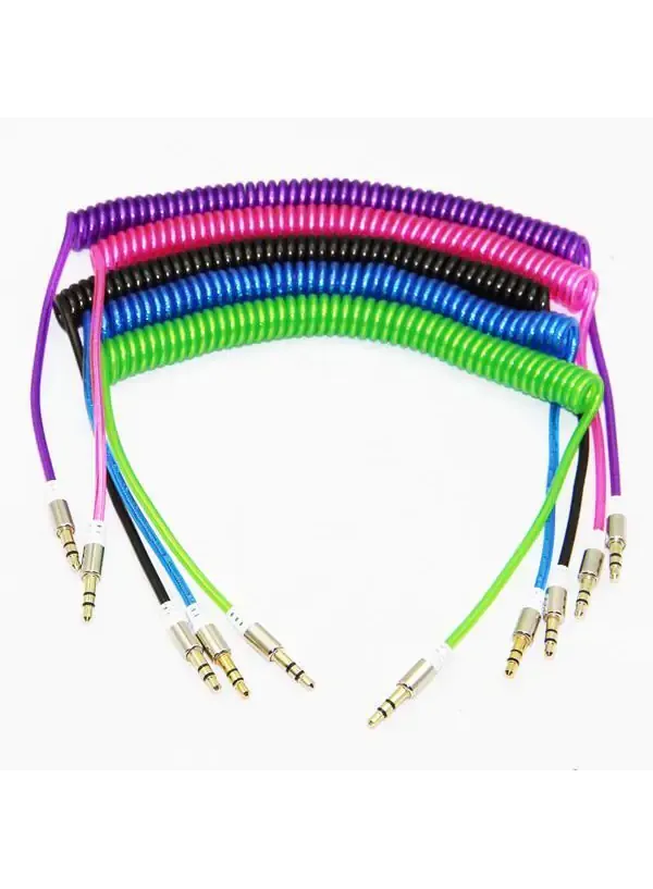 Аудіо-кабель AUX 3.5 jack 1.5м (пружина)