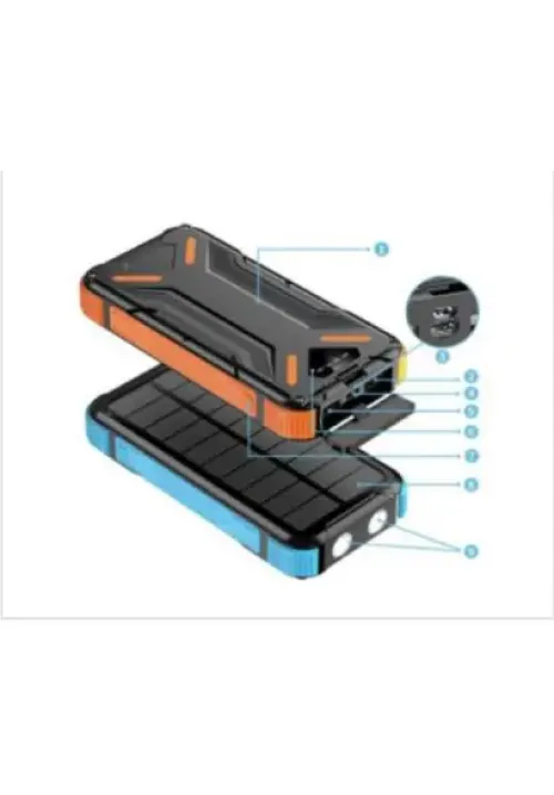 Зовнішній акумулятор із сонячною панеллю та ліхтариком JIAGENG 10000mAh