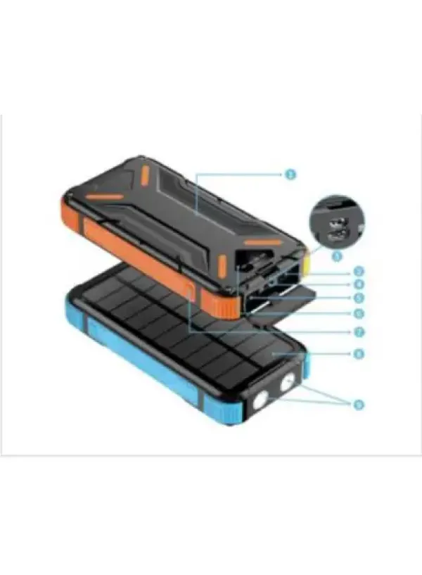 Зовнішній акумулятор із сонячною панеллю та ліхтариком JIAGENG 10000mAh