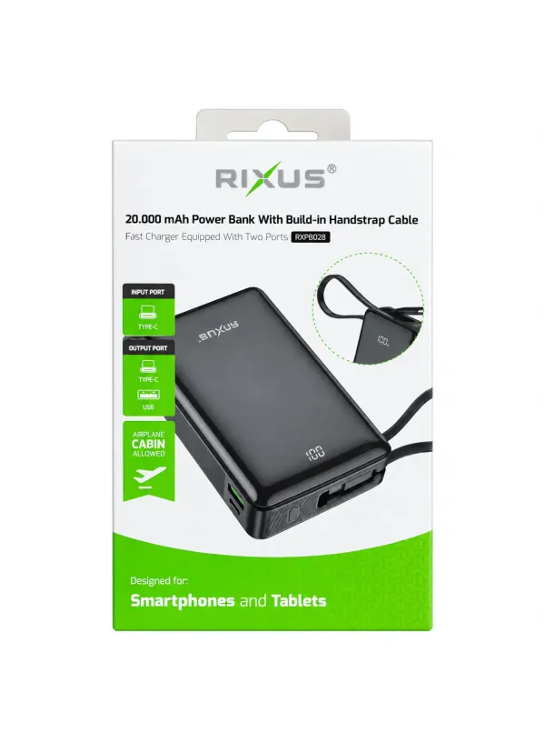 Повербанк 20000 mAh Rixus RXPB02B (22.5W)