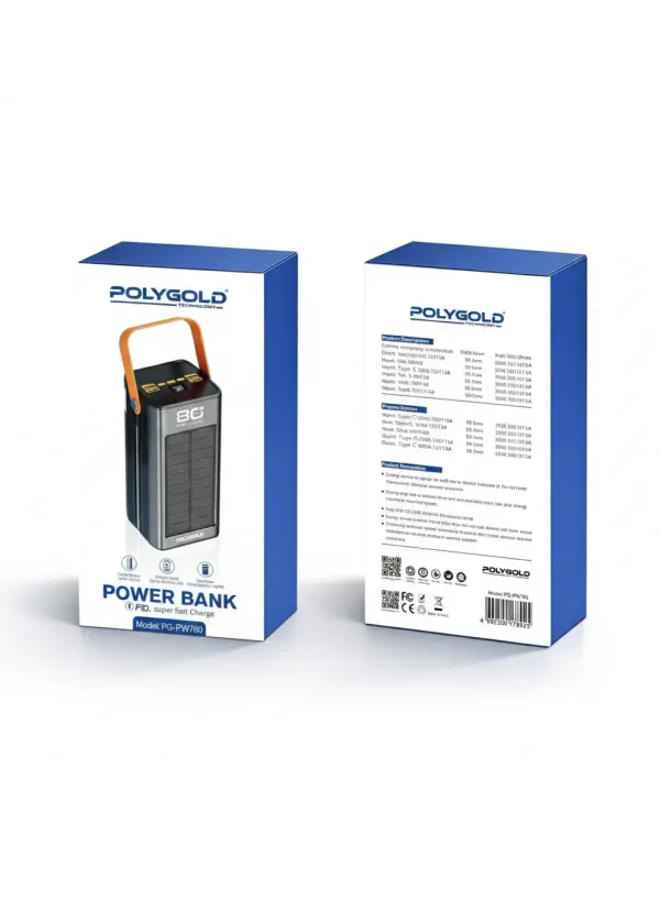 Повербанк POLYGOLD 80000 mAh PG-PW780 (PD 22.5W + SOLAR)