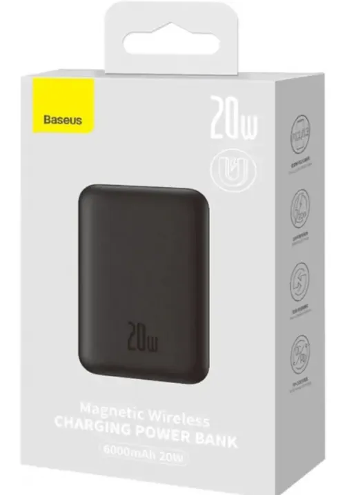 Повербанк 6000mAh Baseus Magnetic PPCX020001 (20W, BLACK)