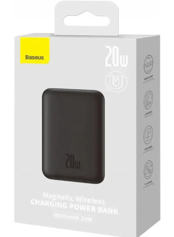 Повербанк 6000mAh Baseus Magnetic PPCX020001 (20W, BLACK)