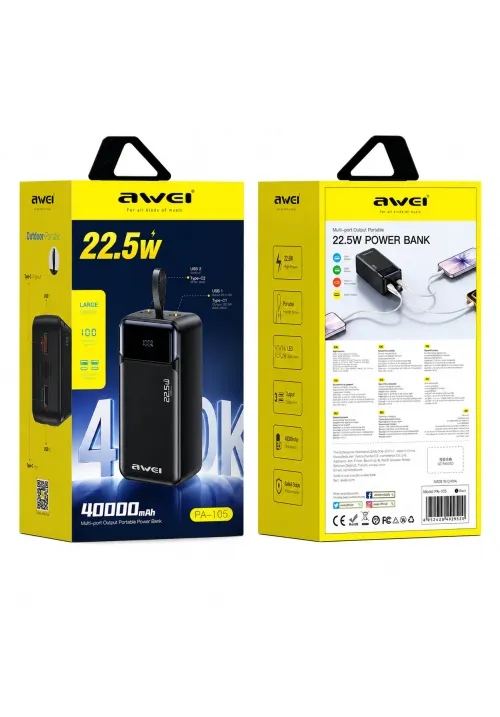 Повербанк 40000mAh AWEI PA-105 (22.5W)