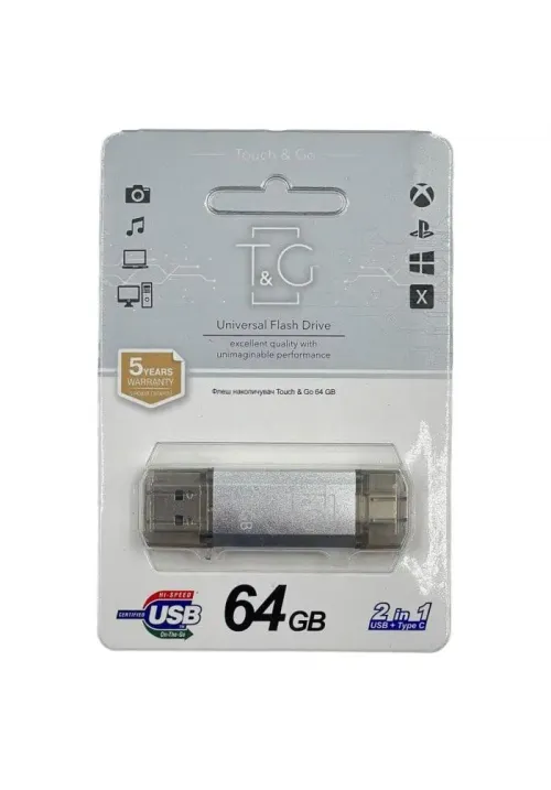 Флешка USB 64GB T&G Type-C 009 Star серебро
