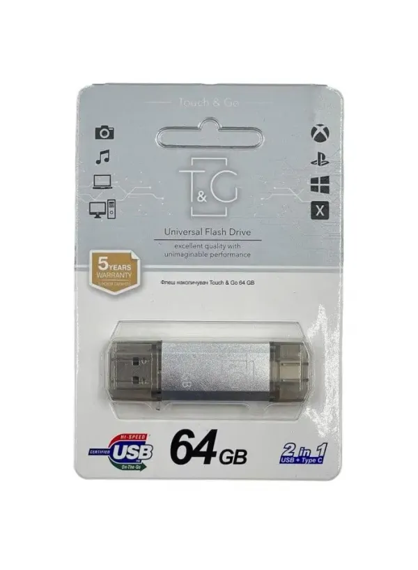 Флешка USB 64GB T&G Type-C 009 Star срібло