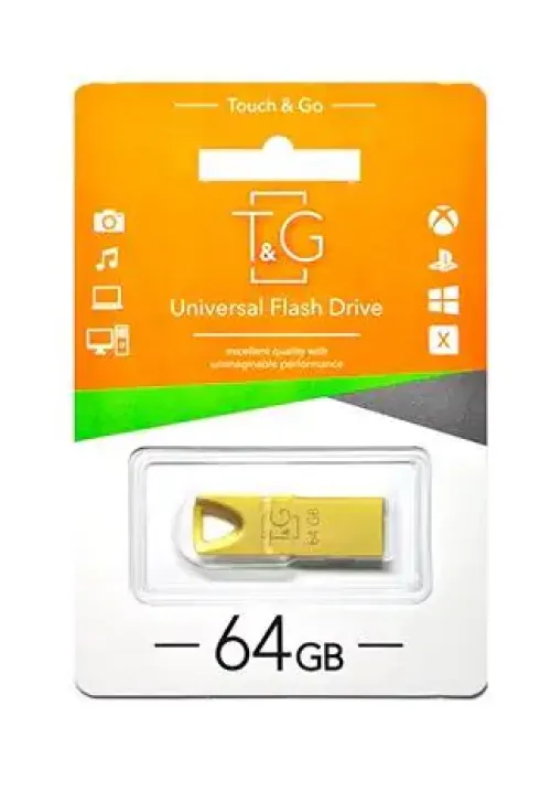 Флешка USB 64GB T&G метал 117 золотой