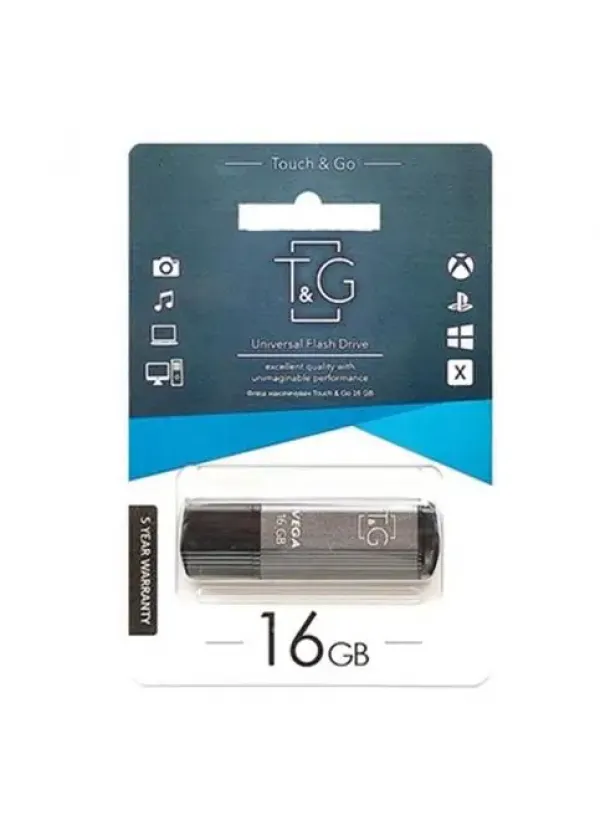 Флешка 16GB T&G Vega 121 сірий