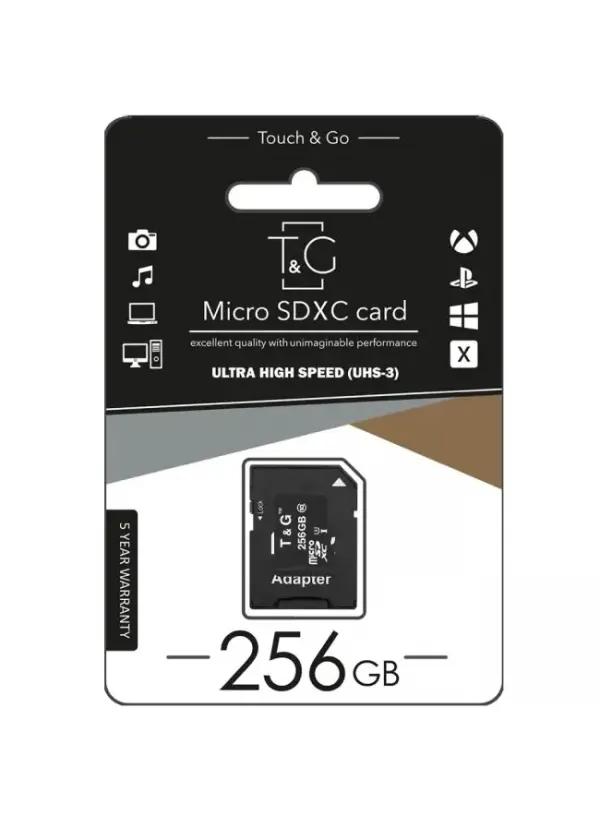 Карта пам'яті microSDXC (UHS-3) 256GB class 10 T&G (з адаптером)