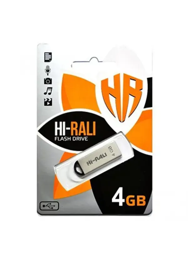 Флешка USB 4GB Hi-Rali Fit метал срібло