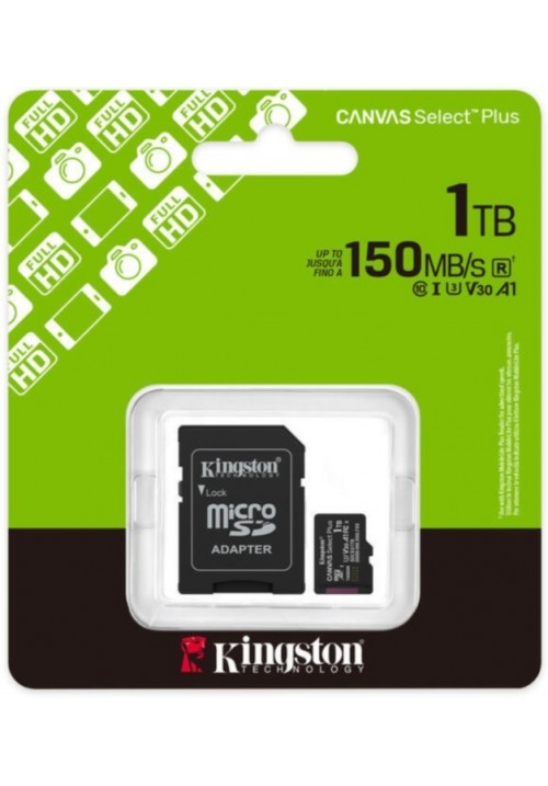 Карта пам'яті Kingston MicroSDXC 1TB Canvas Select Plus Gen3 150MB/s A1 + SD-адаптер (SDCS3/1TB)