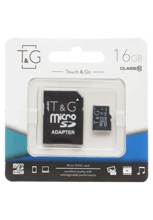Карта пам'яті microSDHC (UHS-1) 16GB class 10 T&G (з адаптером)