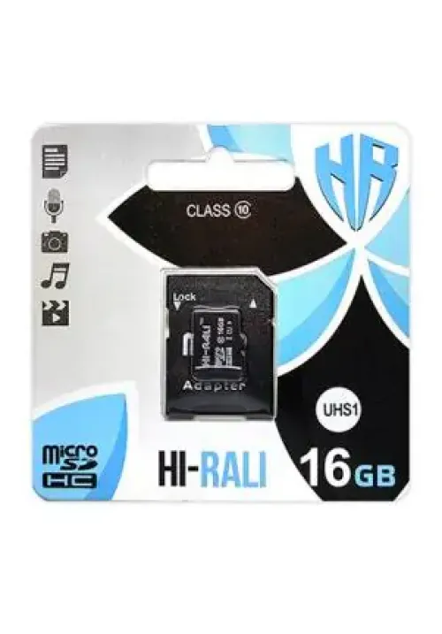 Карта пам'яті microSDHC (UHS-1) HI-RALI 16GB class 10 (з адаптером)