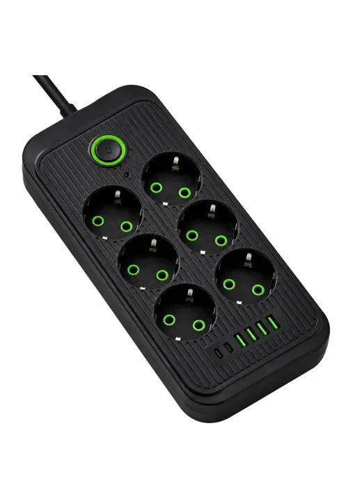 Мережевий фільтр 6x220V + 4xUSB + 2Type-C (3001)