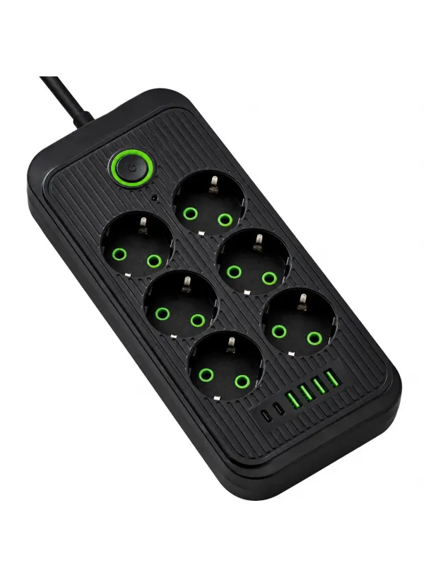 Мережевий фільтр 6x220V + 4xUSB + 2Type-C (3001)