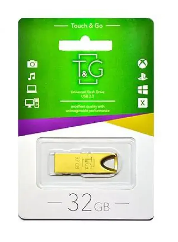 Флешка USB 32GB T&G метал 117 золотий