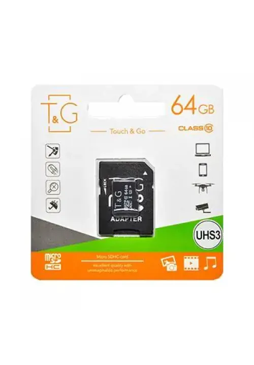 Карта пам'яті microSDXC (UHS-1) 64GB class 10 T&G (з адаптером)
