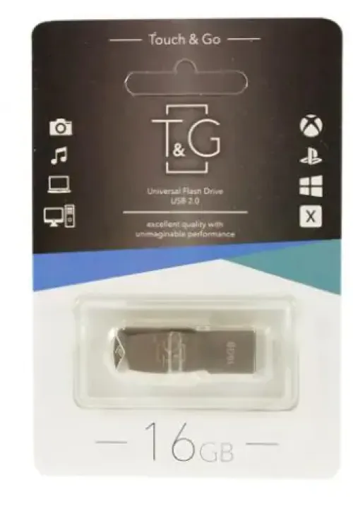 Флешка USB 16GB T&G метал 117 сірий