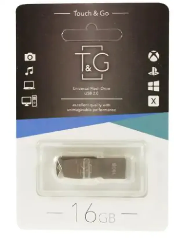 Флешка USB 16GB T&G метал 117 сірий