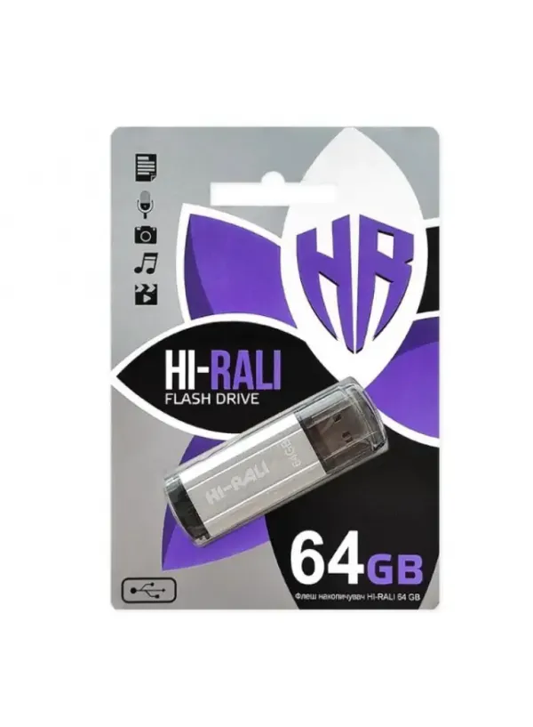Флешка 64GB Hi-Rali Stark срібло