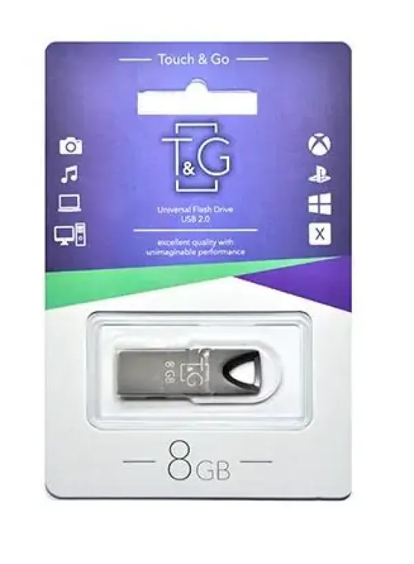 Флешка USB 8GB T&G метал 117 чорний