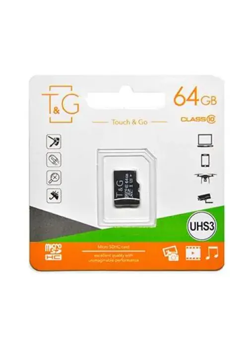 Карта пам'яті microSDHC (UHS-3) 64GB class 10 T&G (без адаптера)
