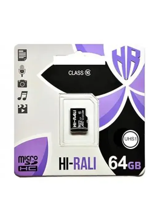 Карта памяти microSDXC (UHS-1) 64GB class 10 Hi-Rali (без адаптера)