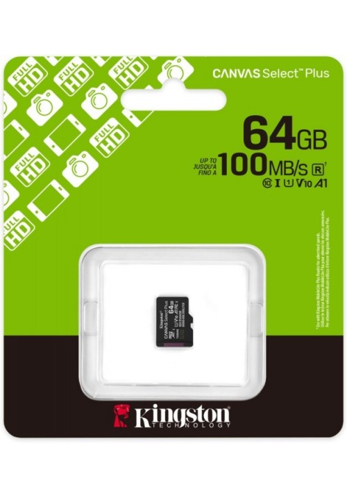 Карта пам'яті Kingston MicroSDXC 64GB Canvas Select Plus Gen3 100MB/s A1 (SDCS3/64GBSP)