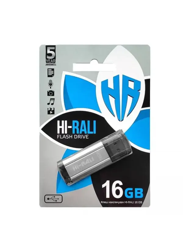 Флешка USB 16GB Hi-Rali Stark срібло