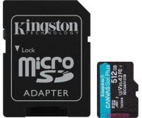 Карта пам'яті Kingston MicroSDXC 512GB Canvas Go Plus Gen4 200MB/s A2 U3 V30 + SD-адаптер (SDCG4/512GB)