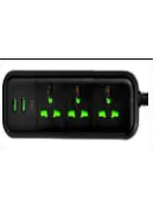 Подовжувач мережевий фільтр 2m 2500W (3РОЗ 2USB 1USB-C) T-58