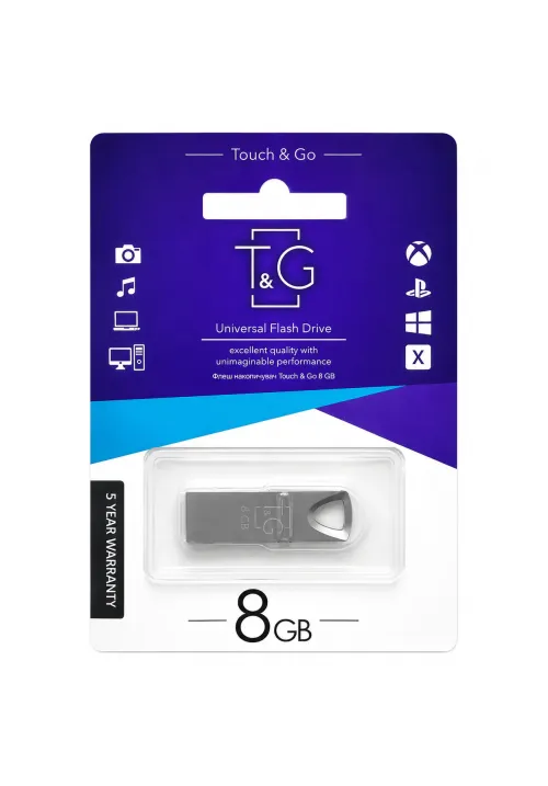 Флешка USB 8GB T&G 117 метал срібло