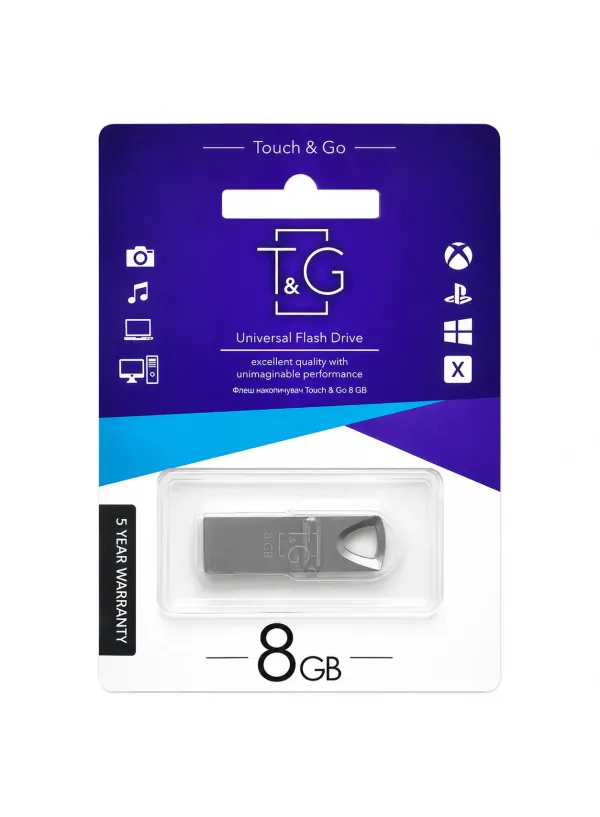Флешка USB 8GB T&G 117 метал срібло