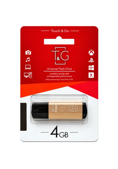 Флешка USB 4GB T&G Vega 121 золото