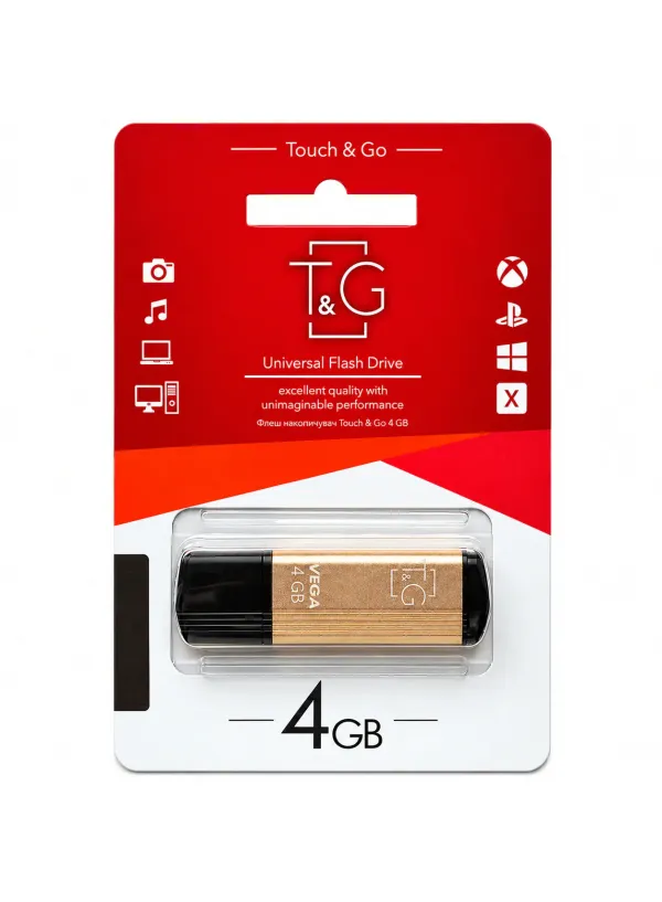 Флешка USB 4GB T&G Vega 121 золото