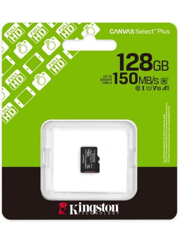 Карта пам'яті Kingston MicroSDXC 128GB Canvas Select Plus Gen3 150MB/s A1 (SDCS3/128GBSP)