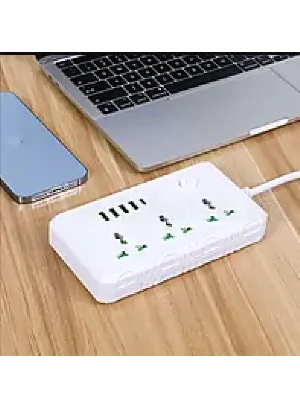 Подовжувач мережевий фільтр 2m 2500W (3РОЗ 3USB 1USB-C) T-61