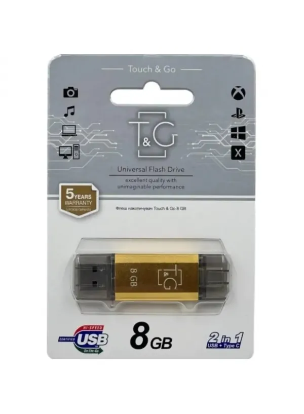 Флешка USB 8GB T&G Type-C 009 Star золото