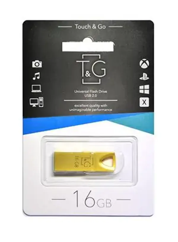 Флешка USB 16GB T&G метал 117 золотий