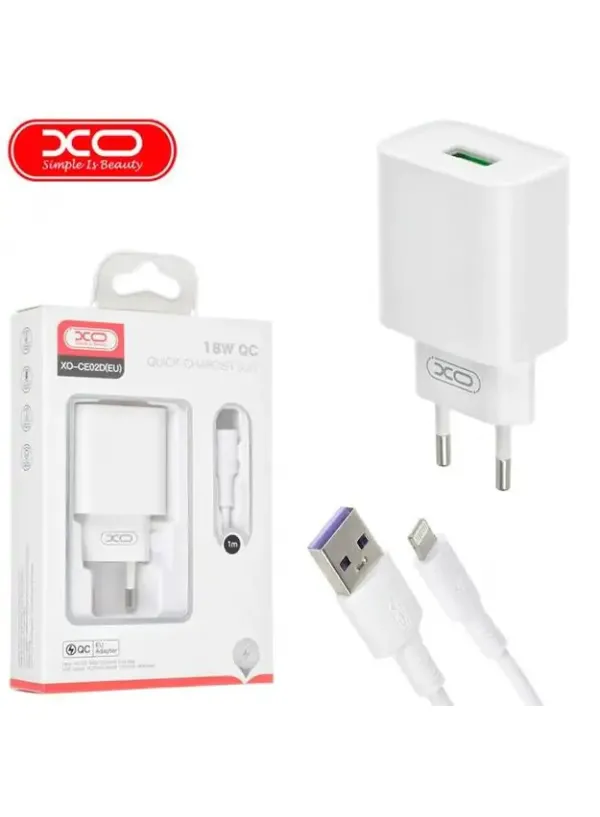 Мережевий зарядний XO CE02A (PD 20W QC 18W)