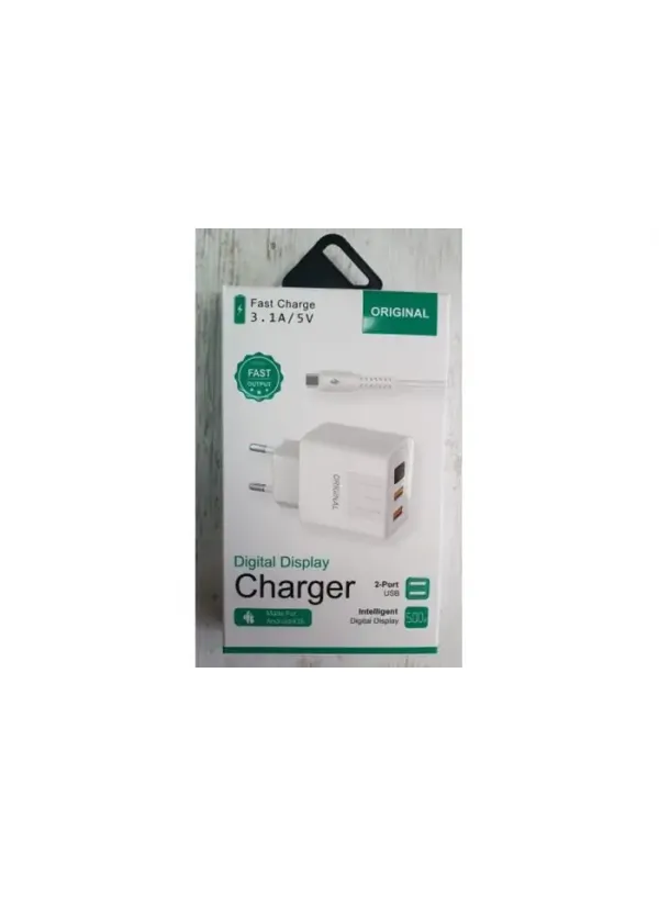 Мережевий зарядний ORIGINAL A-14 з дисплеєм (3.1A 2USB)