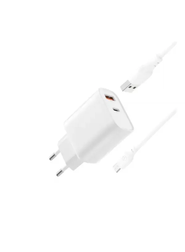 Мережеве зарядне з кабелем microUSB XO L116 (PD30W+QC18W)