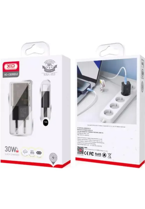 Мережеве зарядне зі шнуром Lighting XO CE05 (PD 30W QC 18W)